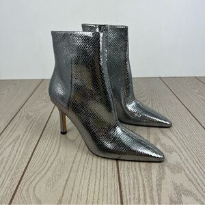 Marc Fisher LTD Women's Kendry 2 Metallic Point Toe Heel Bootie 9.5M Pewter $228